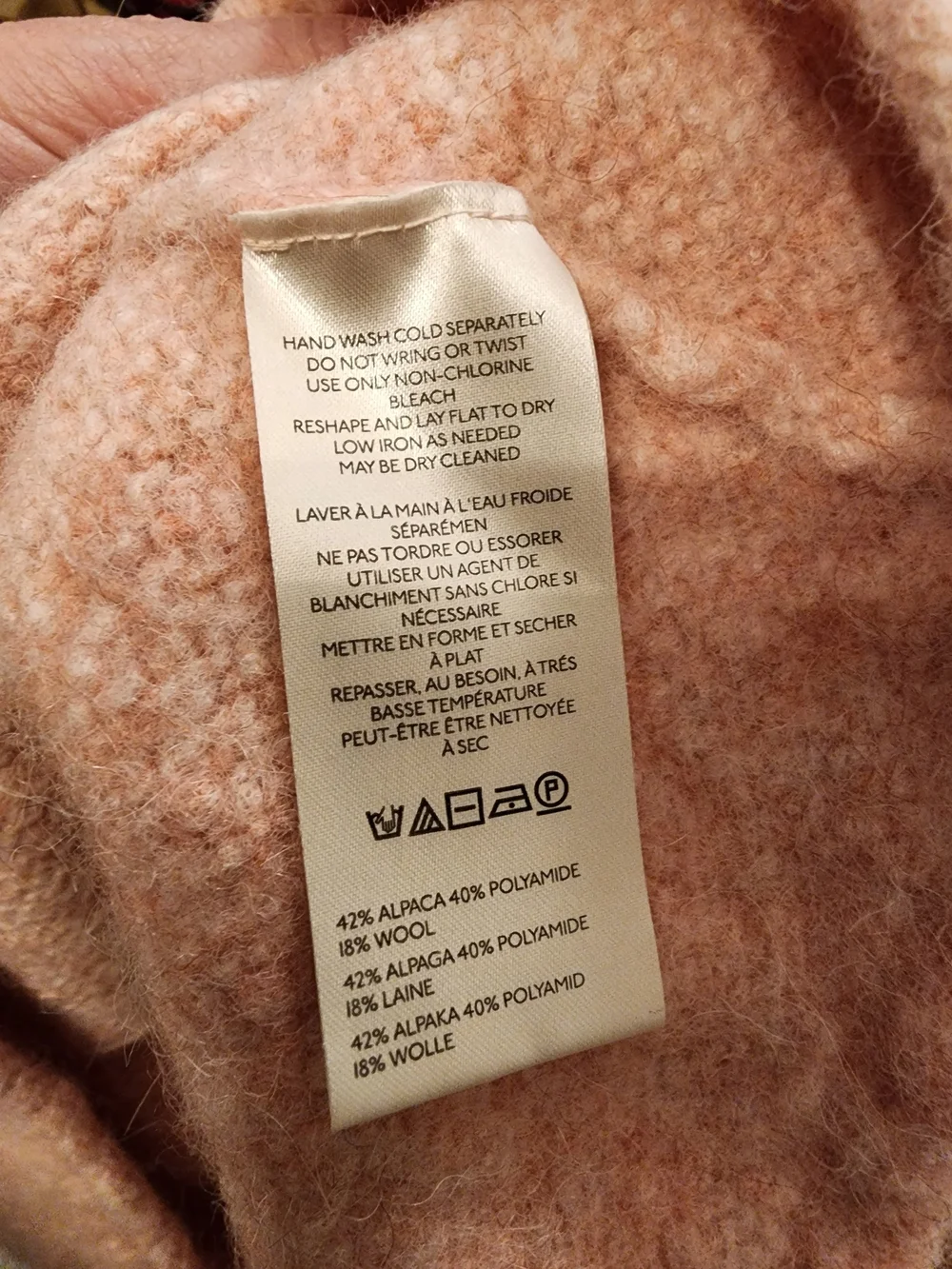 Free People Cuddle Up Alpaca Wool Blend V-Neck Cropped Pullover Sweater M Pink